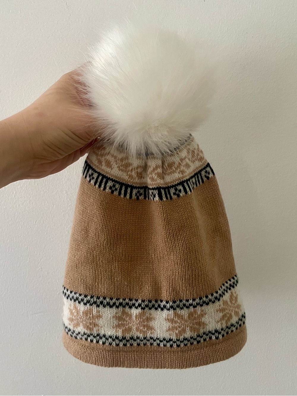Hannah Rose 100% Merino Wool Knit Pom Beanie Hat OS